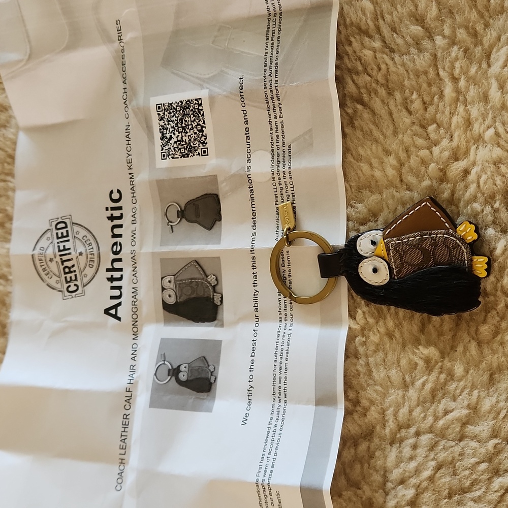 Adorable NWOT Coach Signature Leather Owl Key Ring π€ππ¦β€οΈπ - Picture 1 of 10